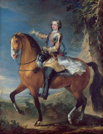 Equestrian Portrait of Louis XV at the Age of Thirteen by C. and Van Loo, J. B. Parrocel